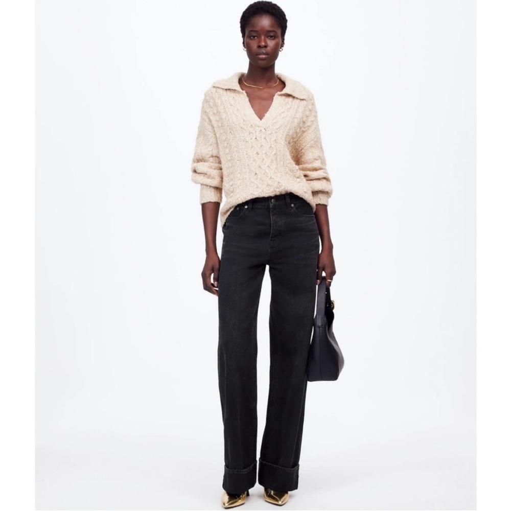 Madewell Low Slung Baggy Jeans Wide Leg Garza Wash Black Relaxed US 27 NWT